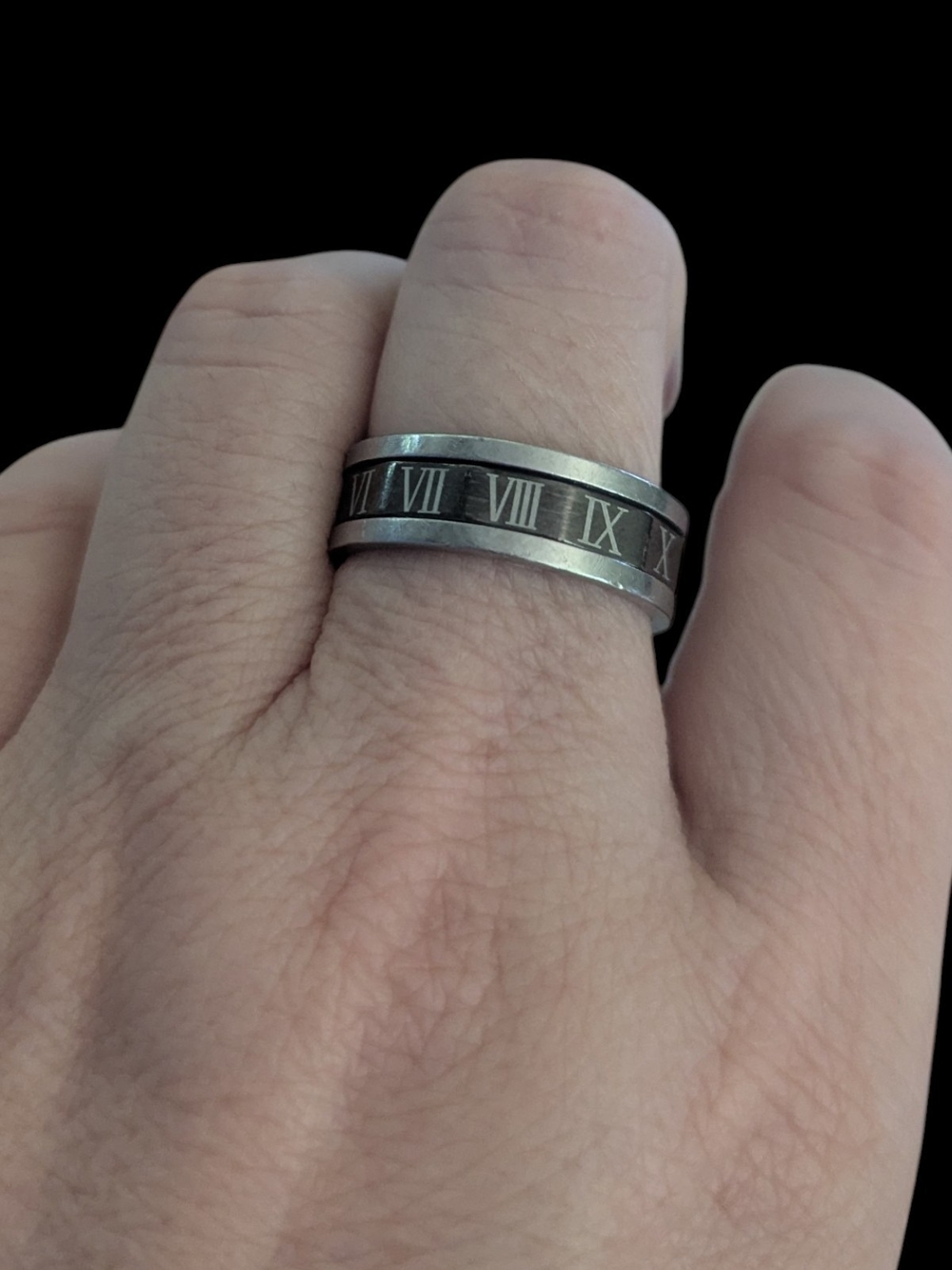 VTG Stainless Steel Roman Numerals Spinner Fidget Band Ring Men's Ring Size 10